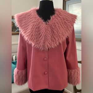 Chic Pink Faux Fur Women's Teddy Jacket